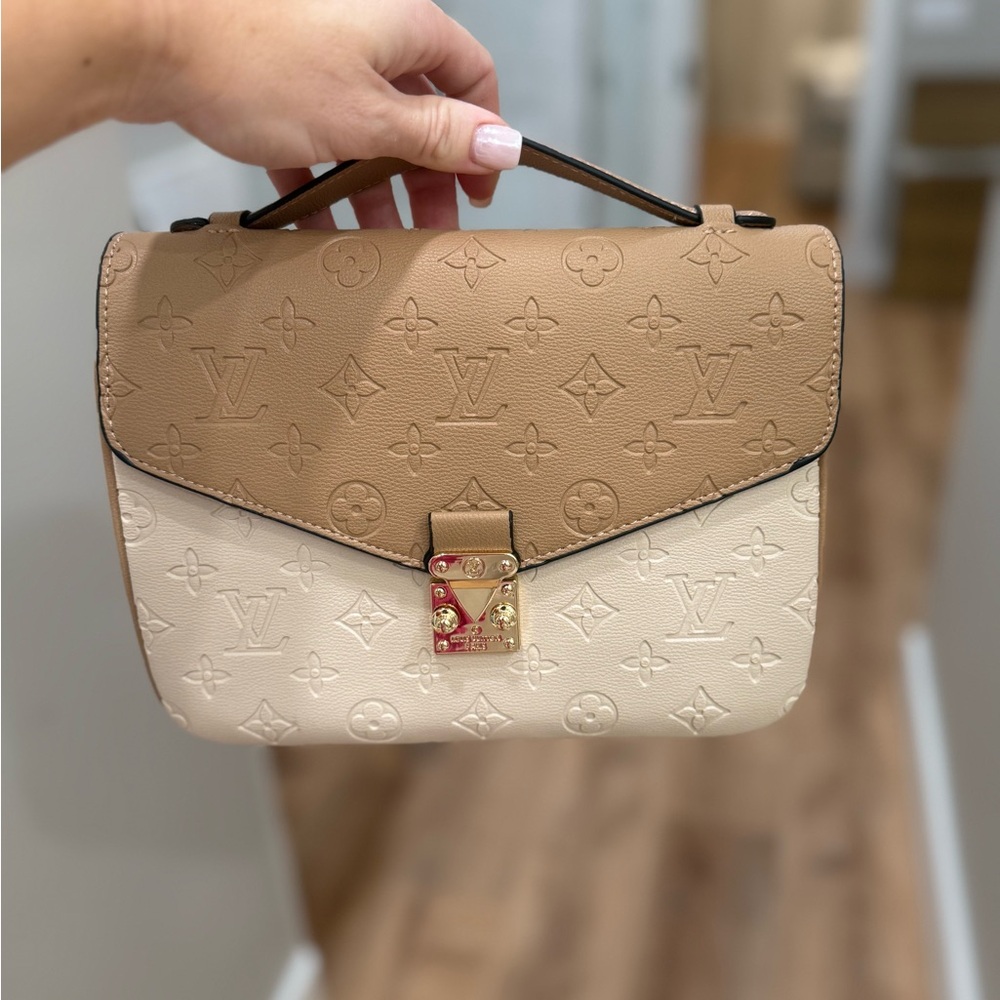 Designer Tan and Cream Handbag